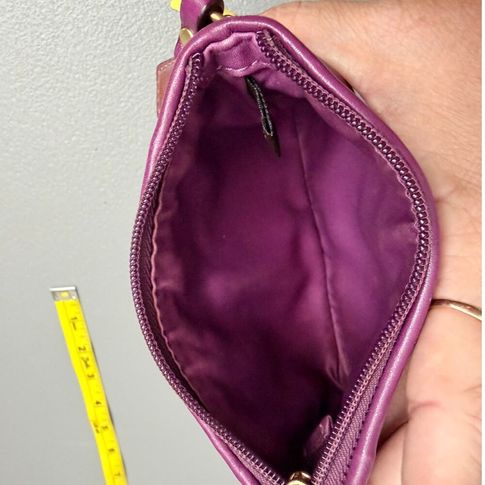 Coach Purple Leather Wristlet Bag with Gold-Tone Hardware - Picture 5 of 7
